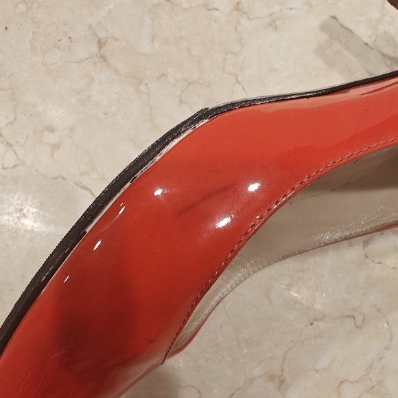 Jimmy Choo Red/Orange Patent Kitten Heels - Size 37 EU (6.5 US) - Picture 7 of 12